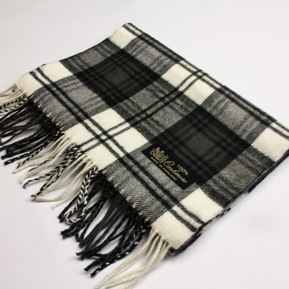 Striped Black and White Cashmere Scarf
